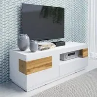 Sioux High Gloss TV Stand 1 Door 2 Drawers - White, Oak