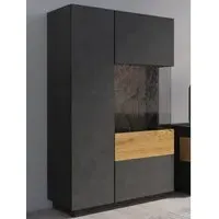 Sioux Left Display Cabinet with LED - Matera, Oak
