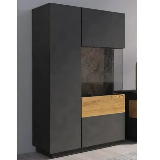 Sioux Left Display Cabinet with LED - Matera, Oak image