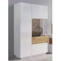 Sioux Left Display Cabinet with LED - White, Oak