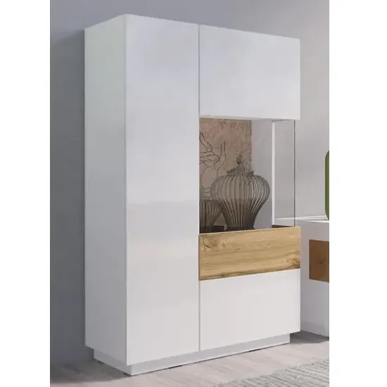 Sioux Left Display Cabinet with LED - White, Oak image