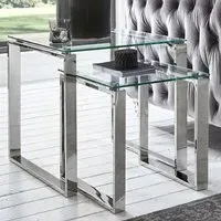 Sioux Nest of 2 Tables - Clear Glass, Stainless Steel