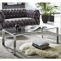 Sioux Rectangular Coffee Table - Clear Glass, Chrome