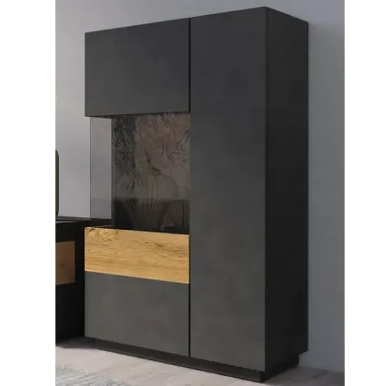 Sioux Right Display Cabinet with LED - Matera, Oak