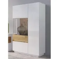 Sioux Right Display Cabinet with LED - White, Oak