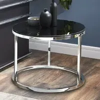 Sioux Round Coffee Table - Black Glass, Chrome