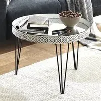 Sioux Round Coffee Table - White, Mirror