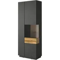 Sioux Tall Display Cabinet with LED - Matera Oak