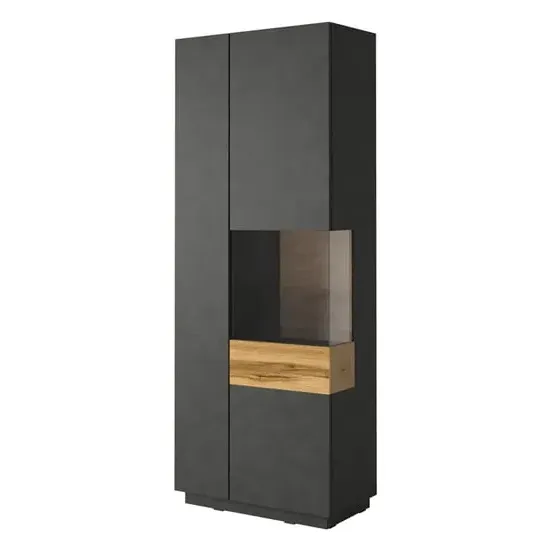 Sioux Tall Display Cabinet with LED - Matera Oak image