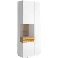 Sioux Tall Right Display Cabinet with LED - White, Oak