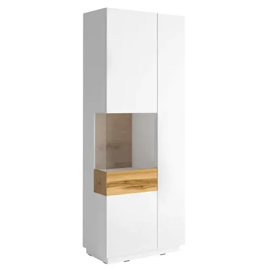 Sioux Tall Right Display Cabinet with LED - White, Oak
