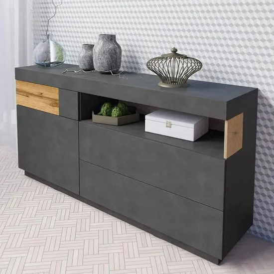 Sioux Wooden Sideboard with 1 Door 3 Drawers - Matera, Oak