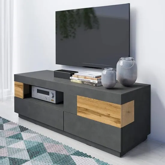 Sioux Wooden TV Stand with 1 Door 2 Drawers - Matera, Oak image