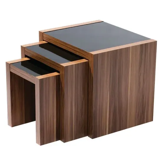 Sirius Nest of 3 Tables - Walnut, Black High Gloss image