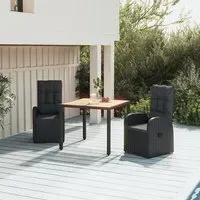 Sitka 3-Piece Garden Dining Set - Black, Poly Rattan
