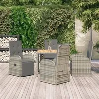Sitka 5-Piece Garden Dining Set Reclining with Footrests - Grey, PE Rattan alternate view