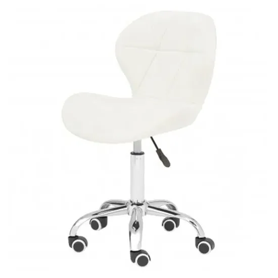 Sitoca Swivel Office Chair with Height Adjustment - White, Velvet