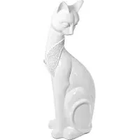 Sitting Cat Sculpture - White, Ceramic
