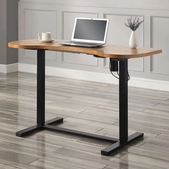 Siverek Height Adjustable Laptop Desk - Oak, Black image