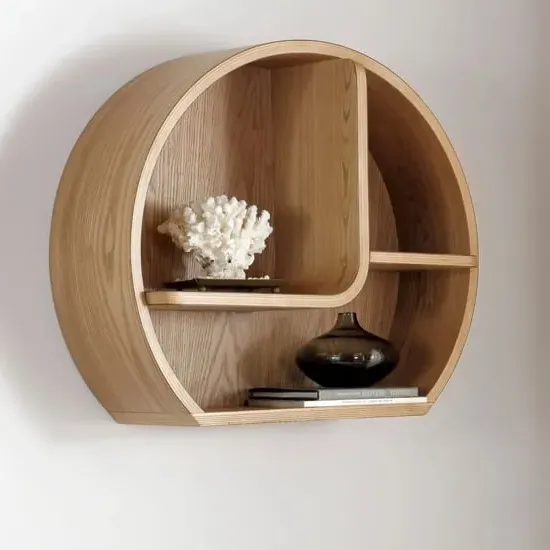 Siverek Round Wall Shelf - Oak