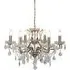 Six Light Chandelier with Crystal Drops - Antique Brass