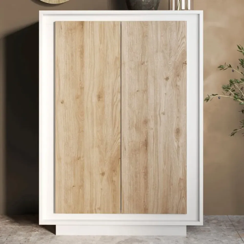 Skokie 2 Door Highboard - Matt White and Cadiz, Wood