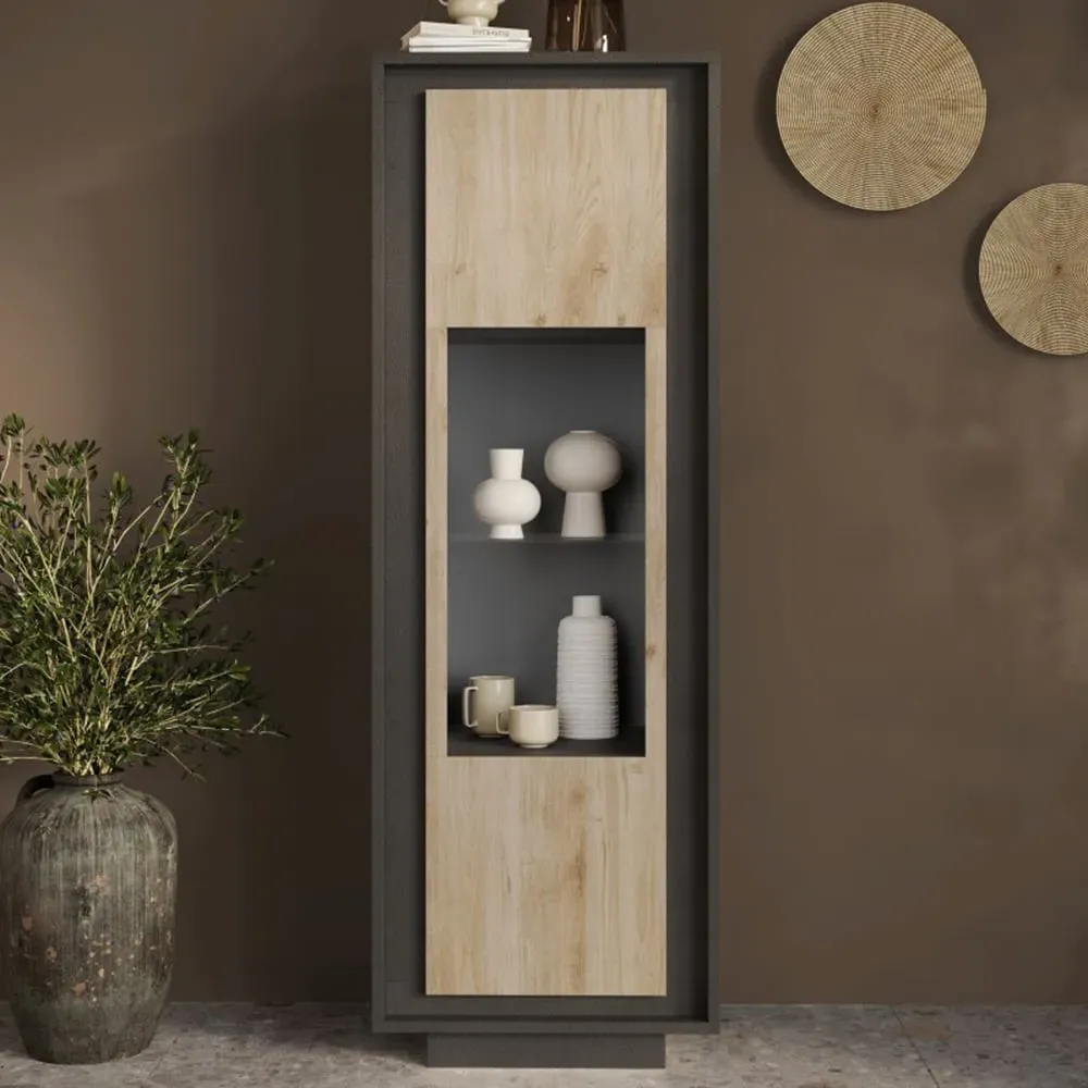 Skokie Display Cabinet with LED Lighting - Lava and Cadiz