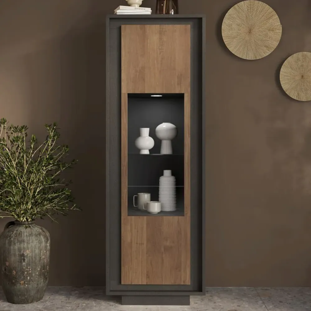 Skokie Display Cabinet with LED Lighting - Lava and Mercure