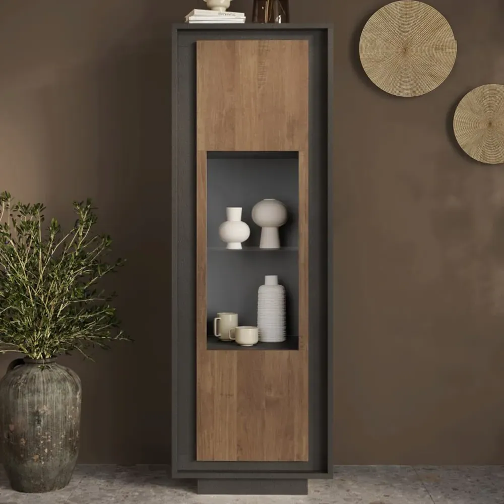 Skokie Display Cabinet with LED Lighting - Lava and Mercure