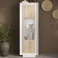 Skokie Display Cabinet with LED Lighting - Matt White and Cadiz