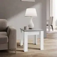 Skokie High Gloss Lamp Table - Grey Marble Effect and White, MDF