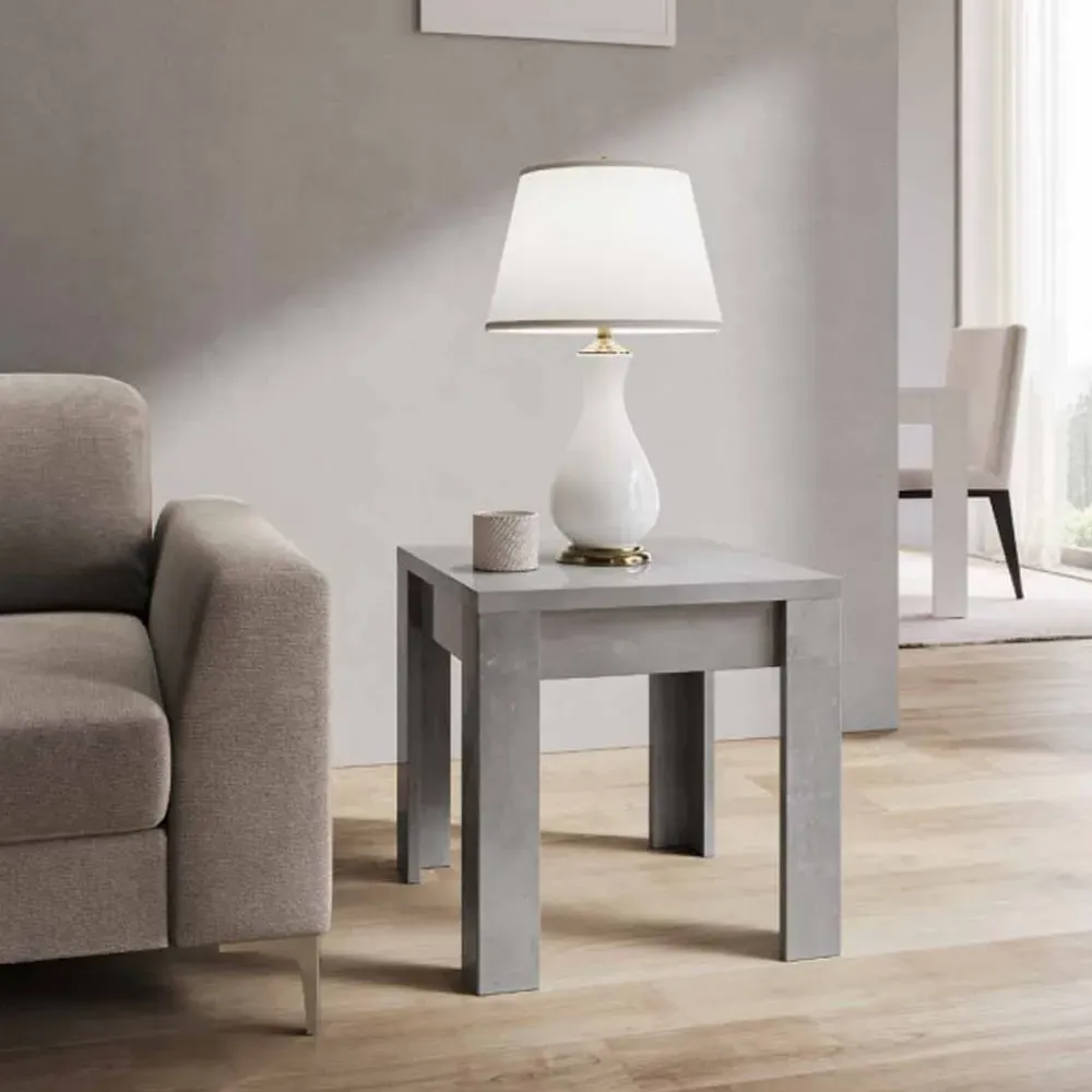 Skokie High Gloss Lamp Table - Grey Marble Effect, MDF