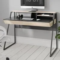 Skokie Laptop Desk with 2 Drawers - Black, Oak