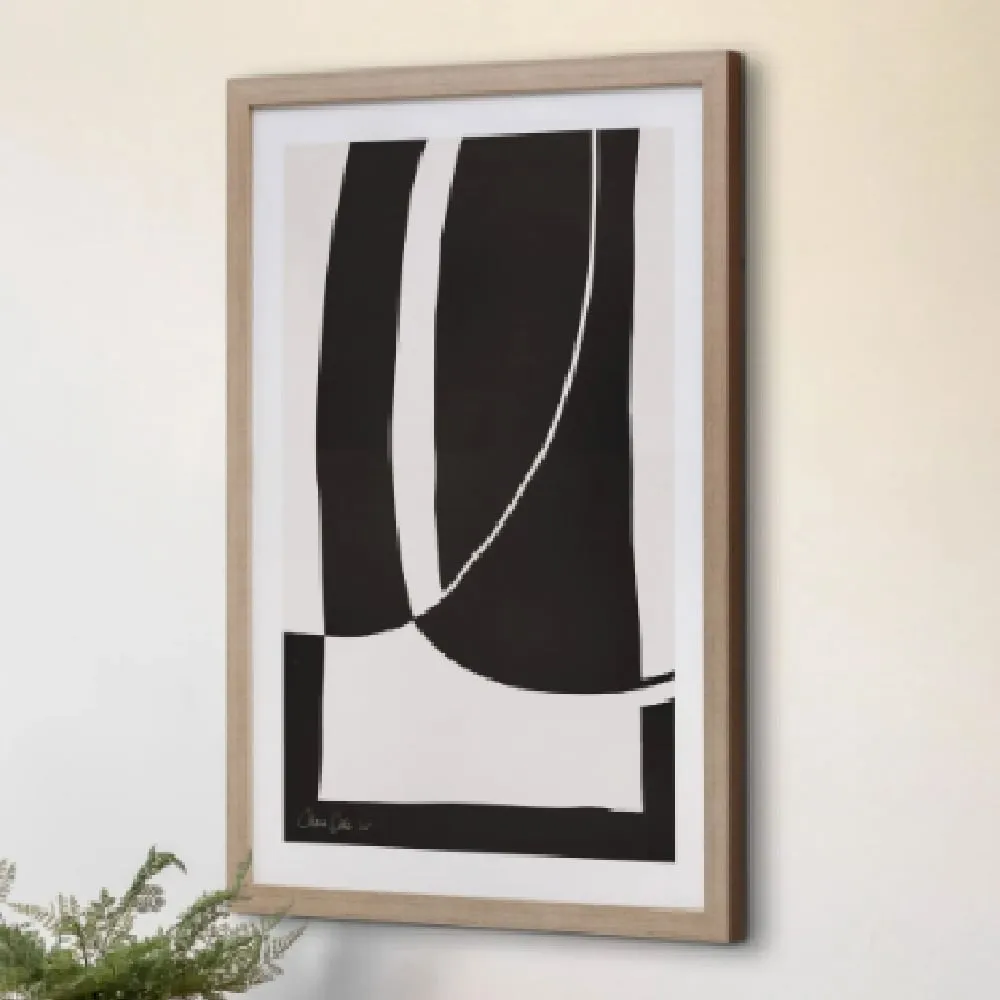 Skokie Noir Et Blanc Wall Art - Light Oak Frame image