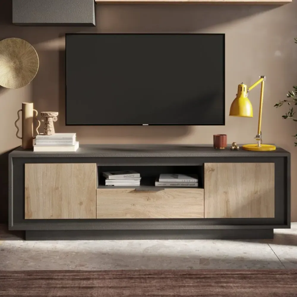 Skokie TV Stand with Storage - Black, Wood image