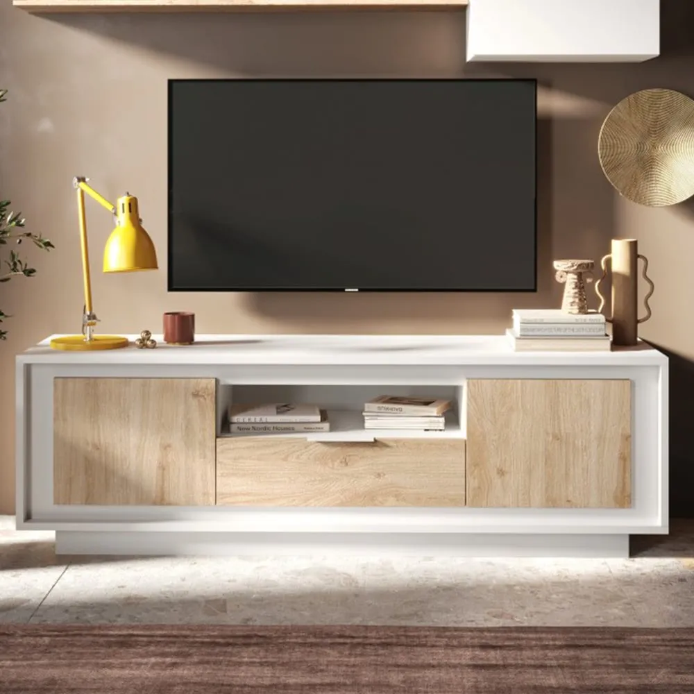 Skokie TV Stand with Storage - White, Wood