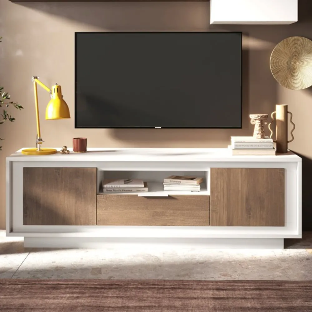 Skokie TV Stand with Storage - White, Wood