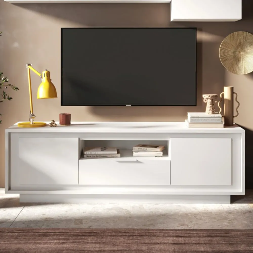 Skokie TV Stand with Storage - White, Wood