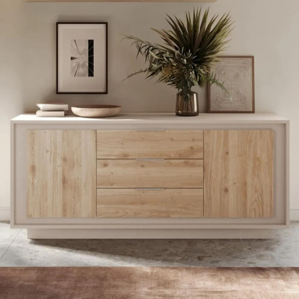 Skokie Wooden Sideboard with 2 Doors 3 Drawers - Cashmere, Cadiz