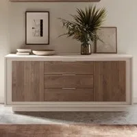 Skokie Wooden Sideboard with 2 Doors 3 Drawers - Cashmere, Mercure