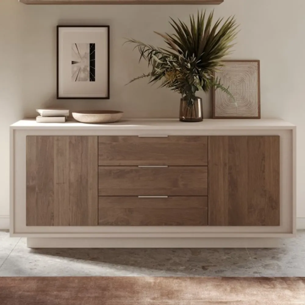 Skokie Wooden Sideboard with 2 Doors 3 Drawers - Cashmere, Mercure