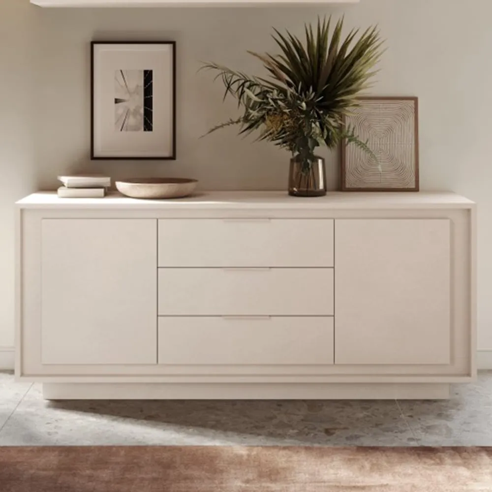 Skokie Wooden Sideboard with 2 Doors 3 Drawers - Cashmere image