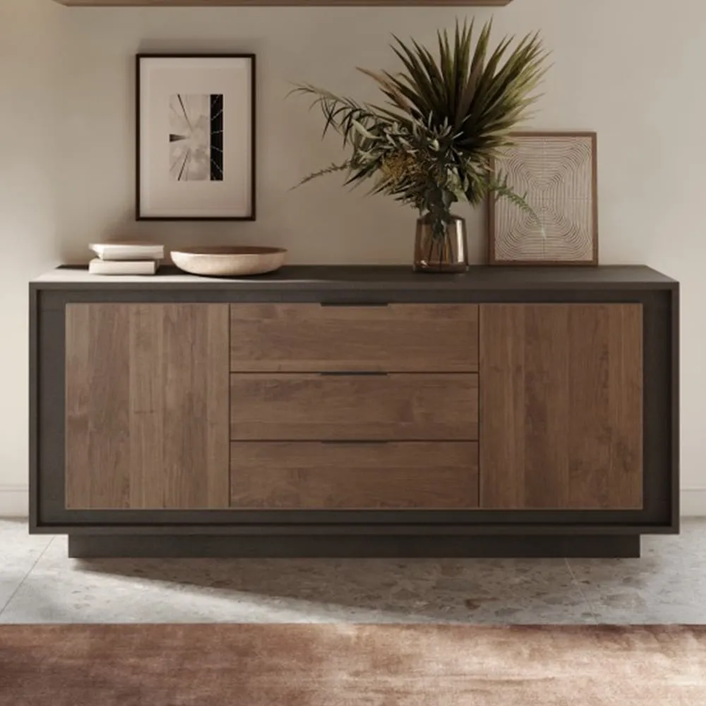Skokie Wooden Sideboard with 2 Doors 3 Drawers - Lava