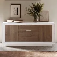 Skokie Wooden Sideboard with 2 Doors 3 Drawers - Matt White