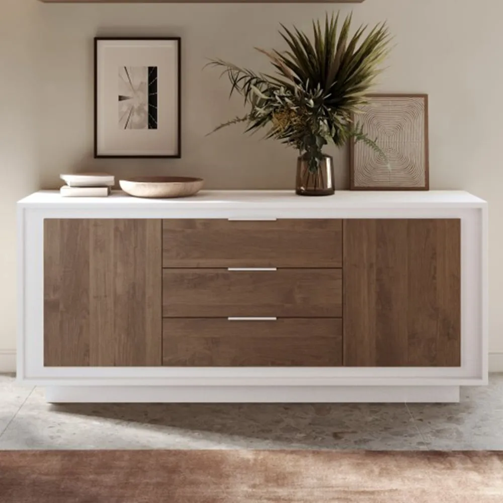 Skokie Wooden Sideboard with 2 Doors 3 Drawers - Matt White