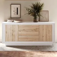 Skokie Wooden Sideboard with 2 Doors 3 Drawers - White