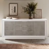 Skokie Wooden Sideboard with 2 Doors 3 Drawers - White