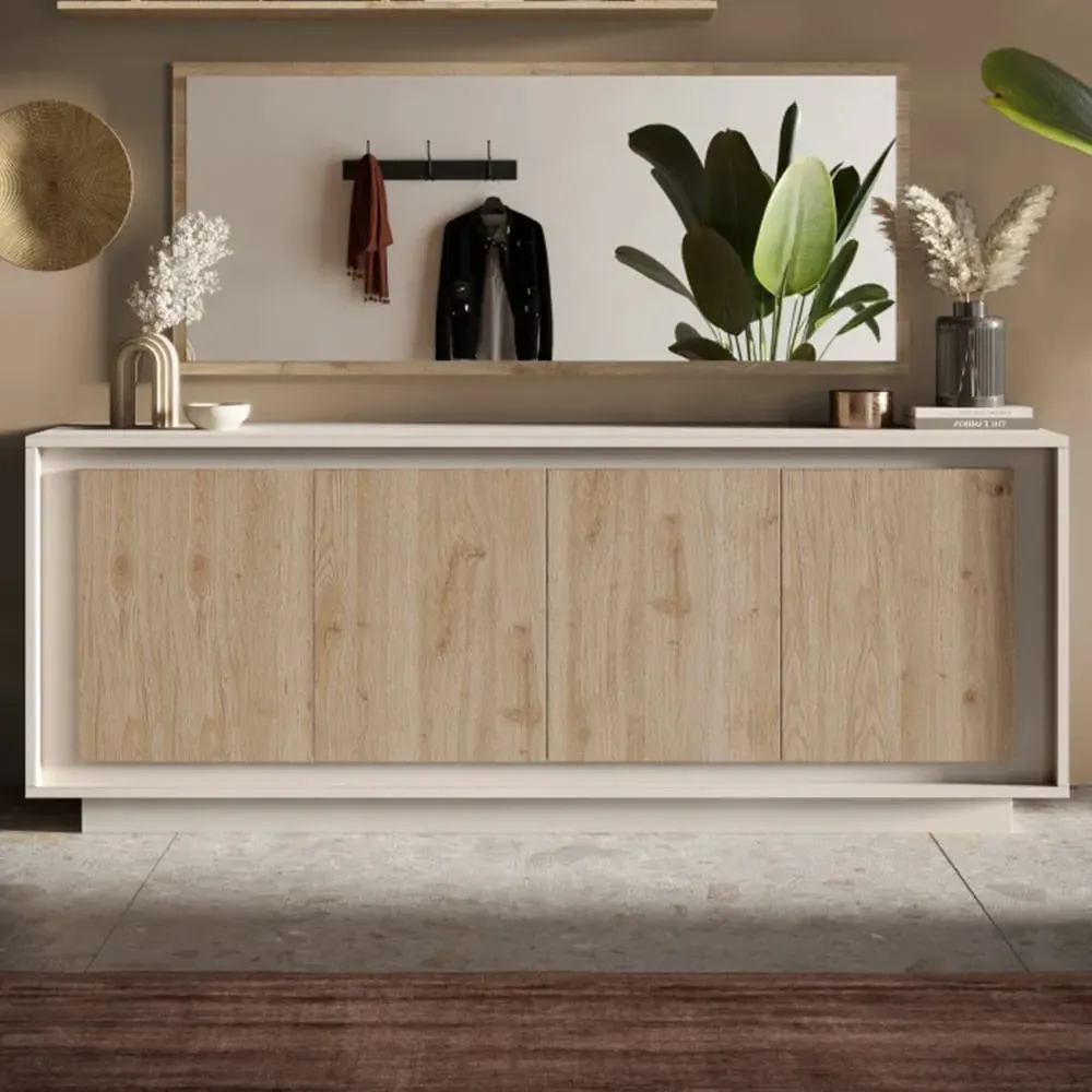 Skokie Wooden Sideboard with 4 Doors - Cashmere and Cadiz
