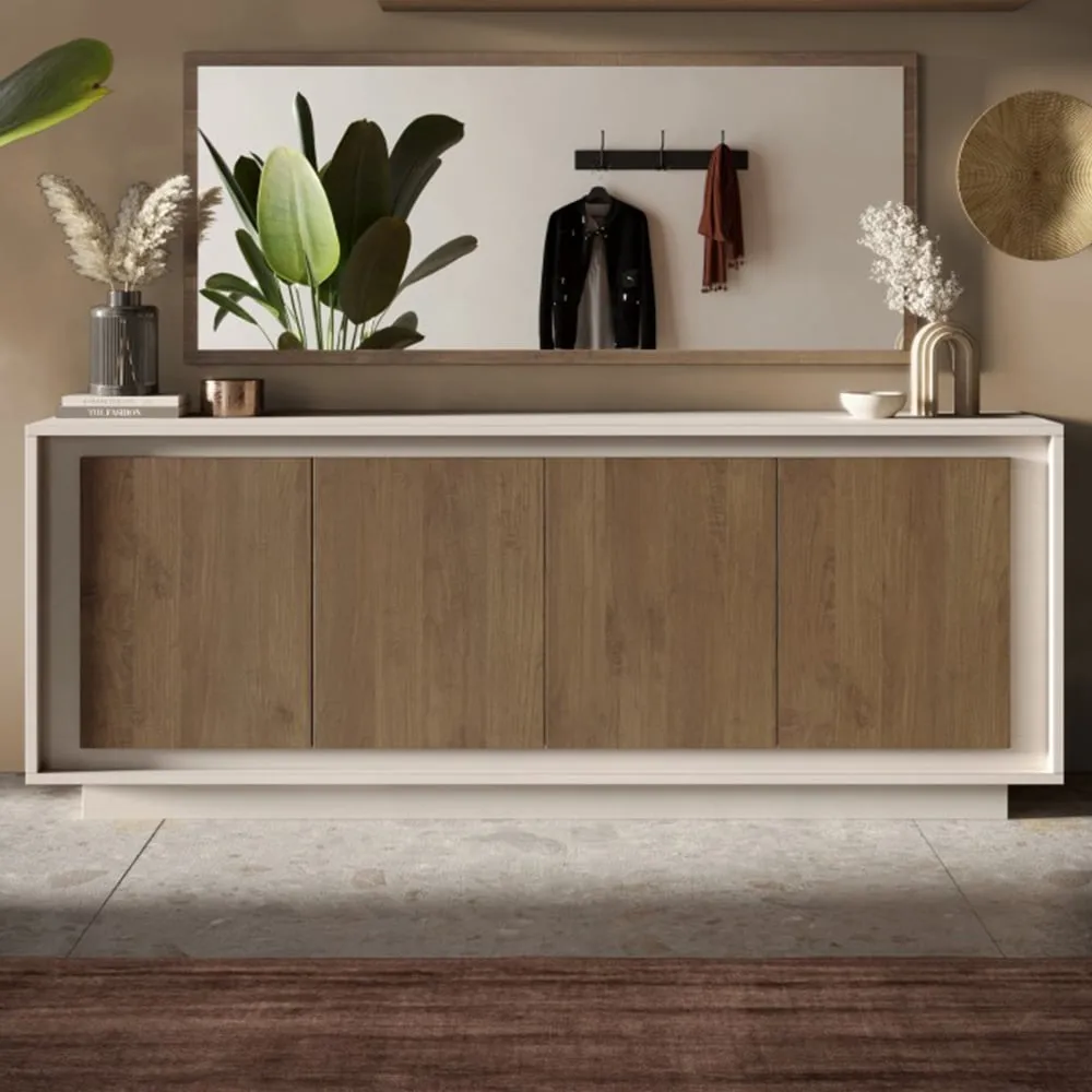 Skokie Wooden Sideboard with 4 Doors - Cashmere and Mercure