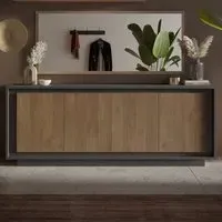 Skokie Wooden Sideboard with 4 Doors - Lava